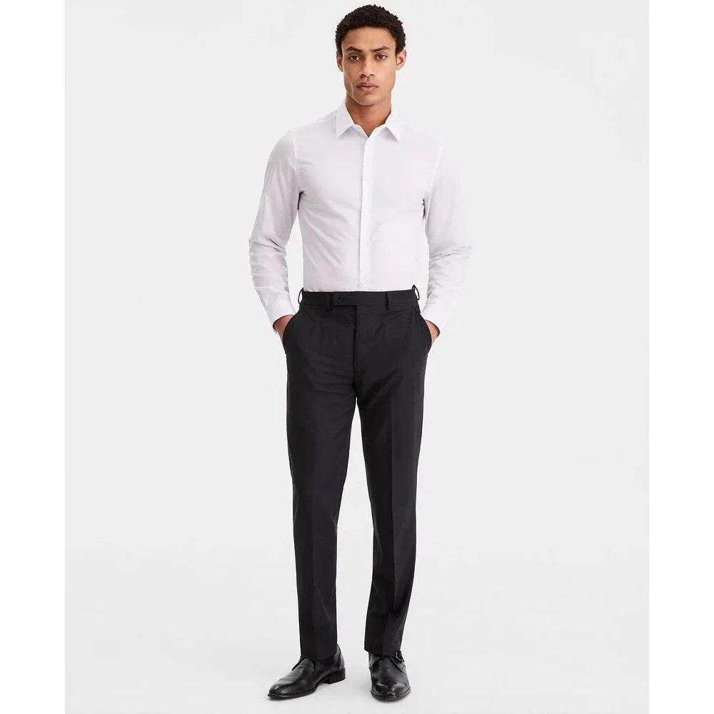 $815 NEW CALVIN KLEIN MENS 40L CHARCOAL WOOL 3 PIECE SUIT W/VEST M & PANTS 32X34